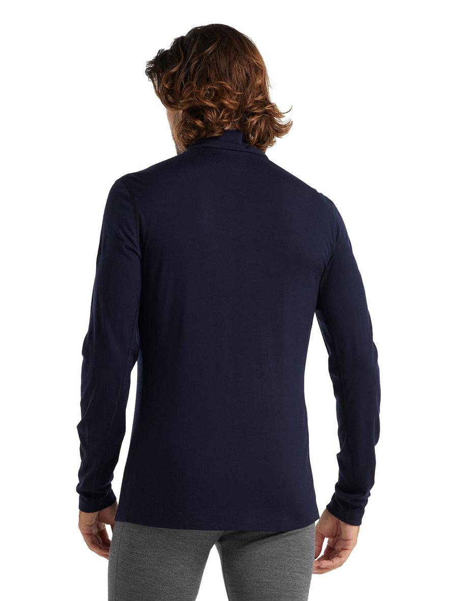 Icebreaker Merino 200 Oasis Long Sleeve Half Zip Thermal Top Férfi Base Layers Sötétkék | HU 1359OKIR